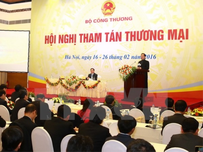 Thủ tướng Nguyễn Tấn Dũng dự Hội nghị Tham tán Thương mại năm 2016, do Bộ Công Thương tổ chức. (Ảnh: Doãn Tấn/TTXVN)